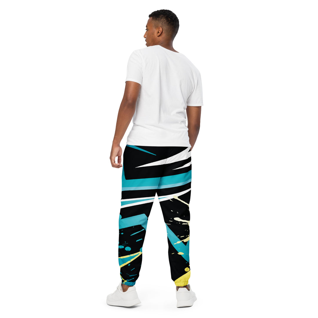 Unisex Track Pants - Black-Turquoise Splash