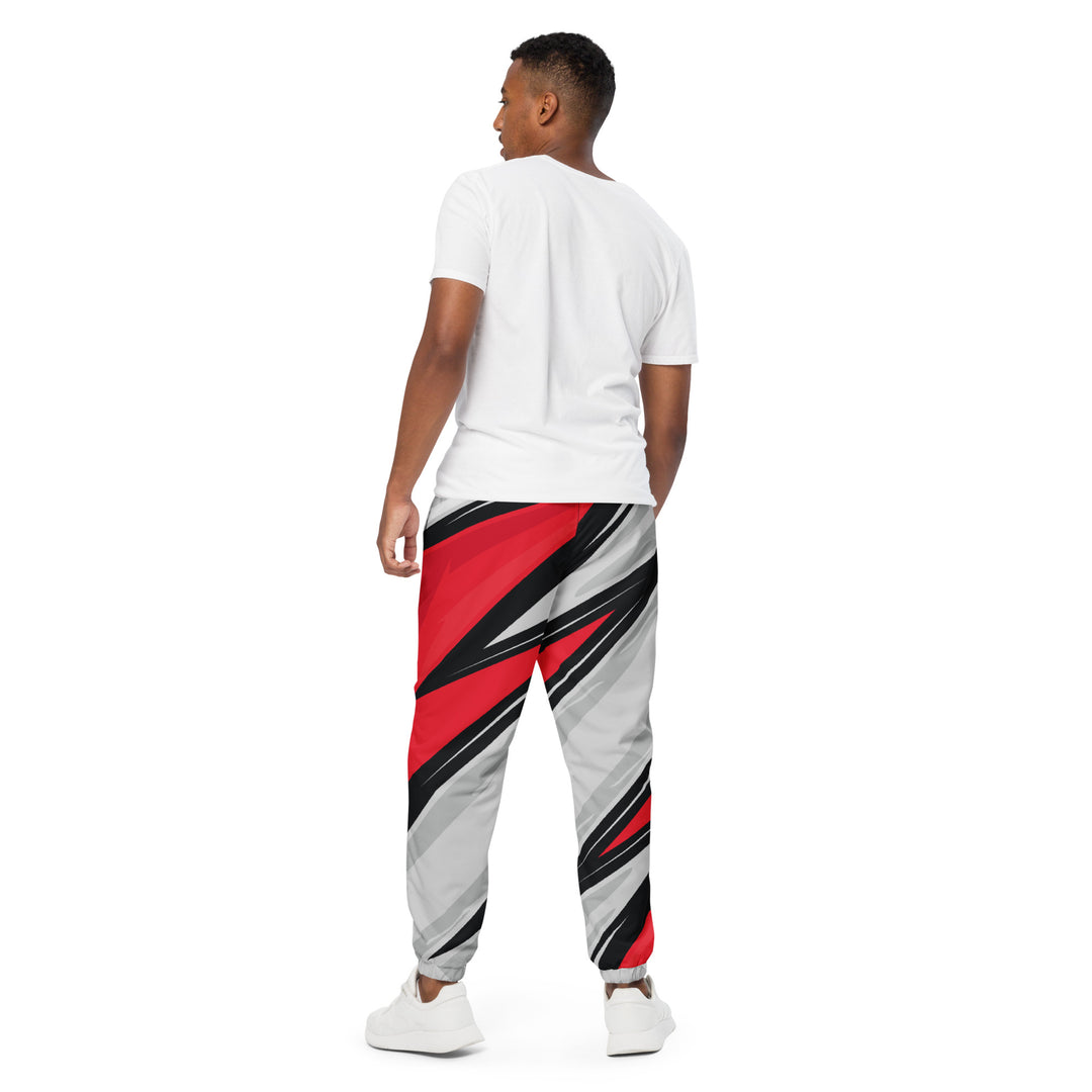 Unisex Track Pants - Red-Grey Flash