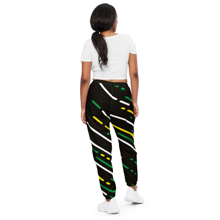 Unisex Track Pants - Black-Green Lines