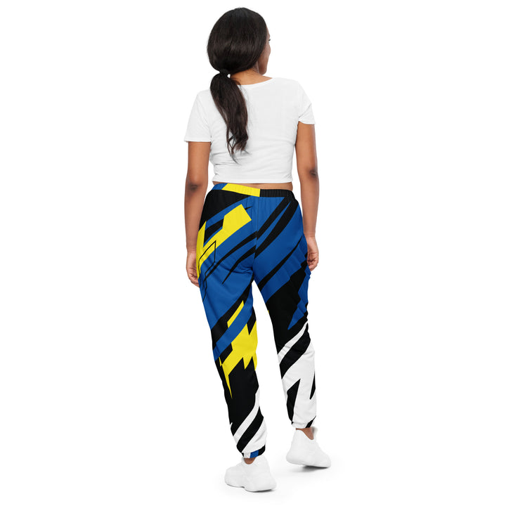 Unisex Track Pants - Black-Blue Flash