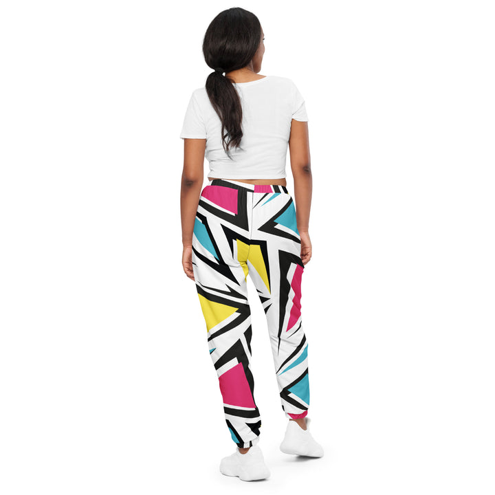 Unisex Track Pants - White-Pink Tiles