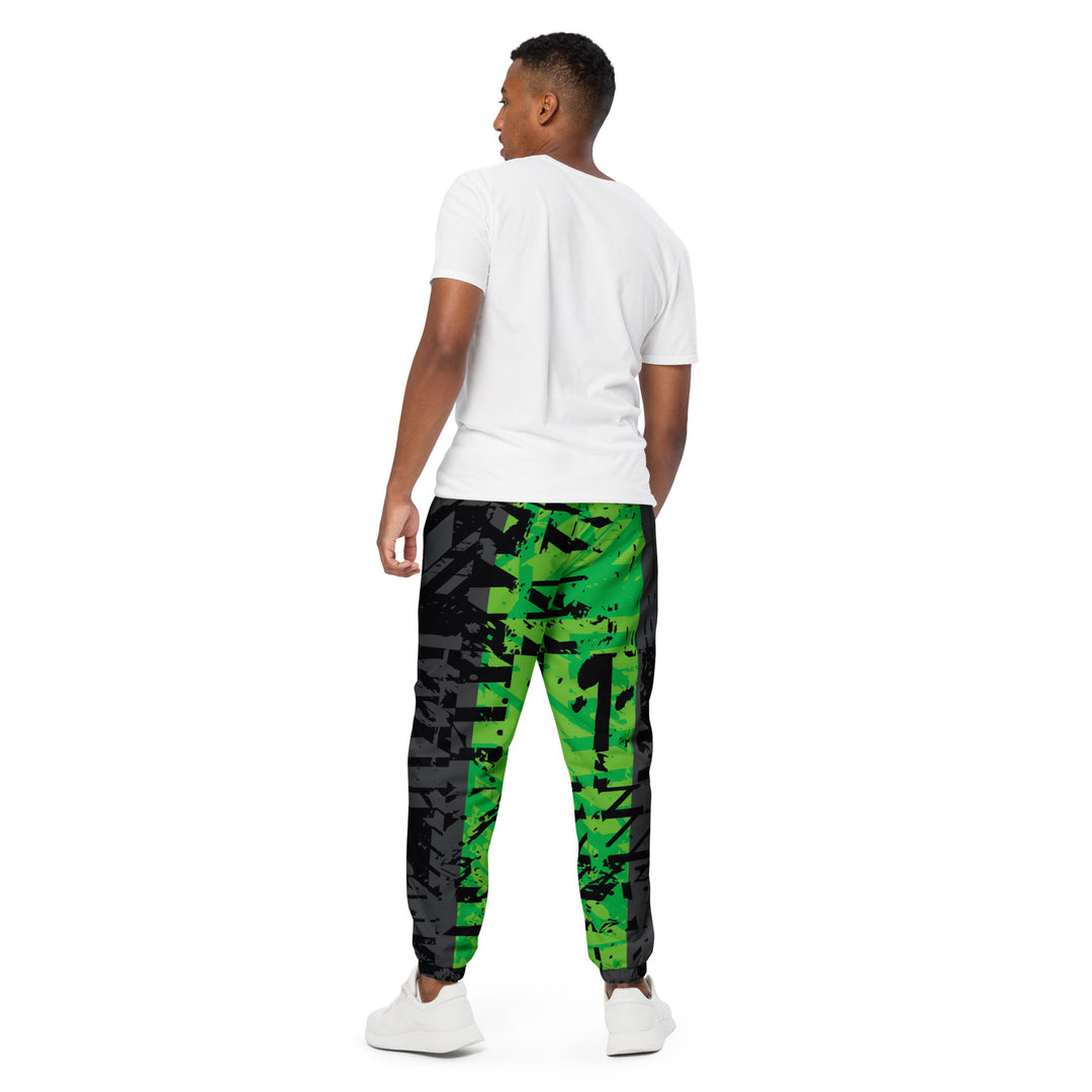 Unisex Track Pants - Black-Green Bar