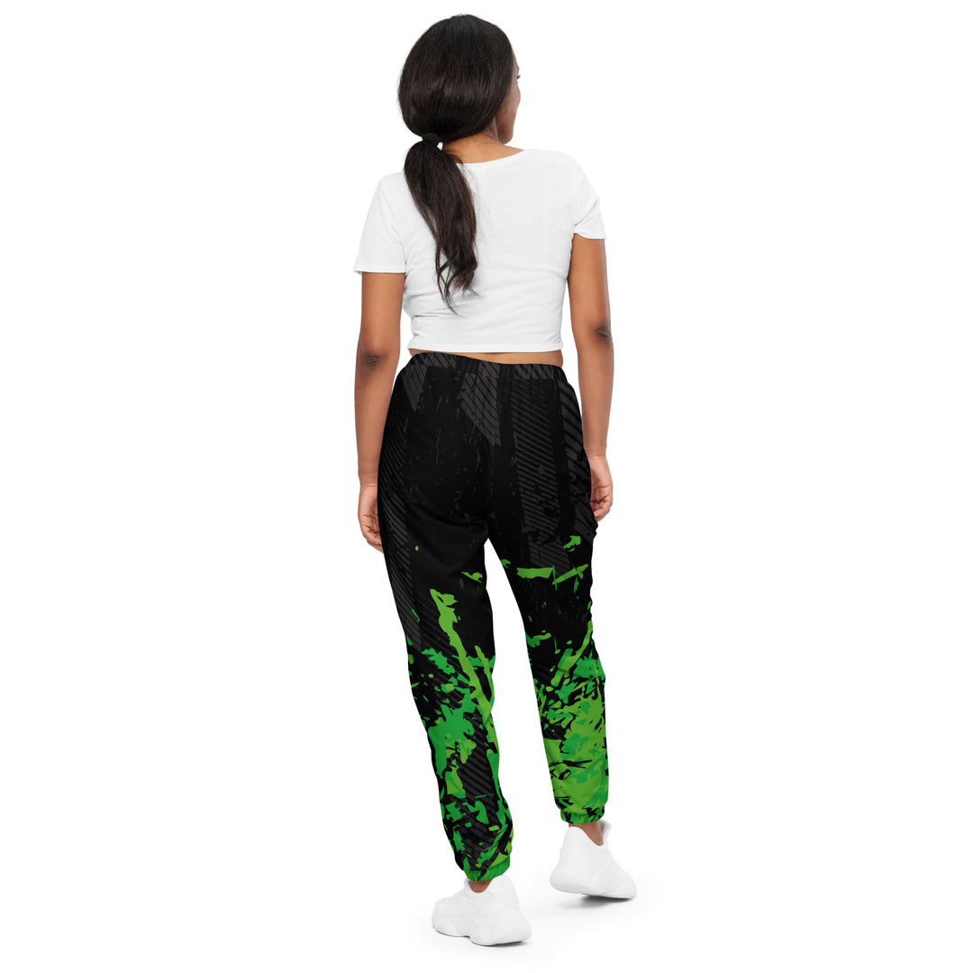 Unisex Track Pants - Black-Green Flood