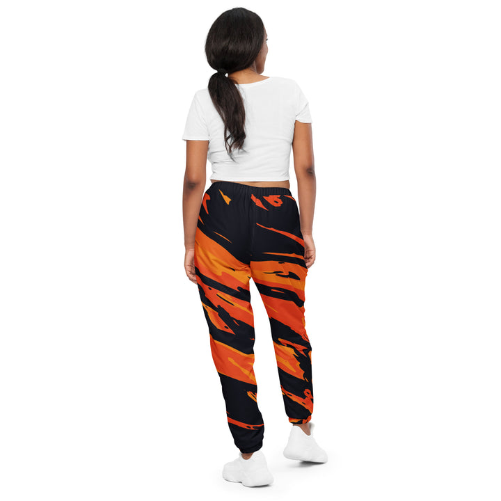 Unisex Track Pants - Black-Orange Angle