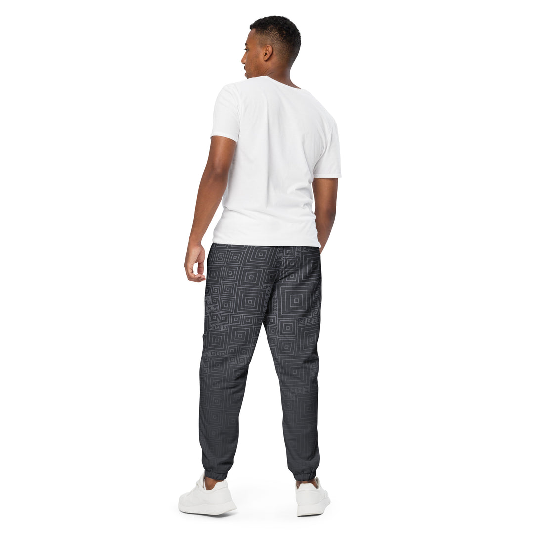 Unisex Track Pants - Grey-Blue Square