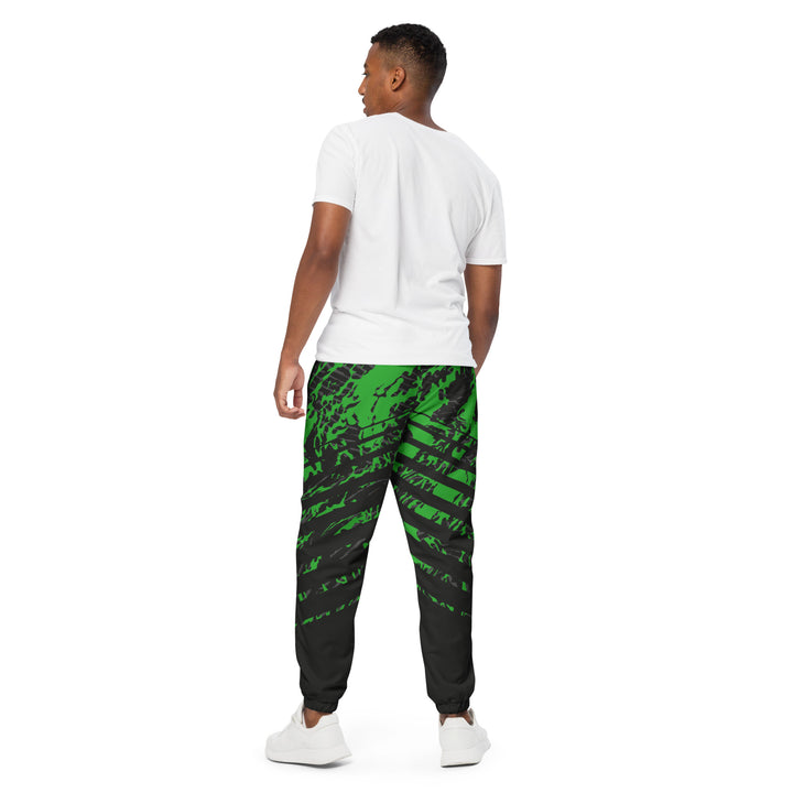 Unisex Track Pants - Black-Green Fire