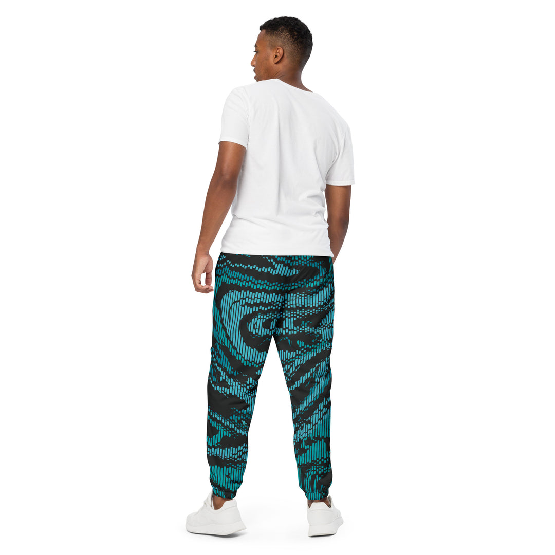 Unisex Track Pants - Turquoise-Grey Scramble