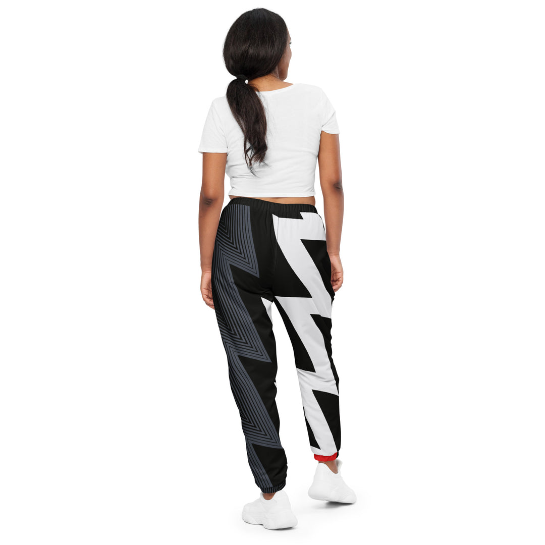 Unisex Track Pants - Red-Grey Lightning