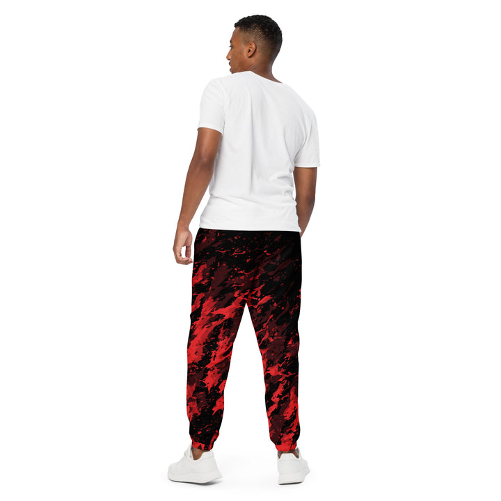 Unisex Track Pants - Black-Red Splatter