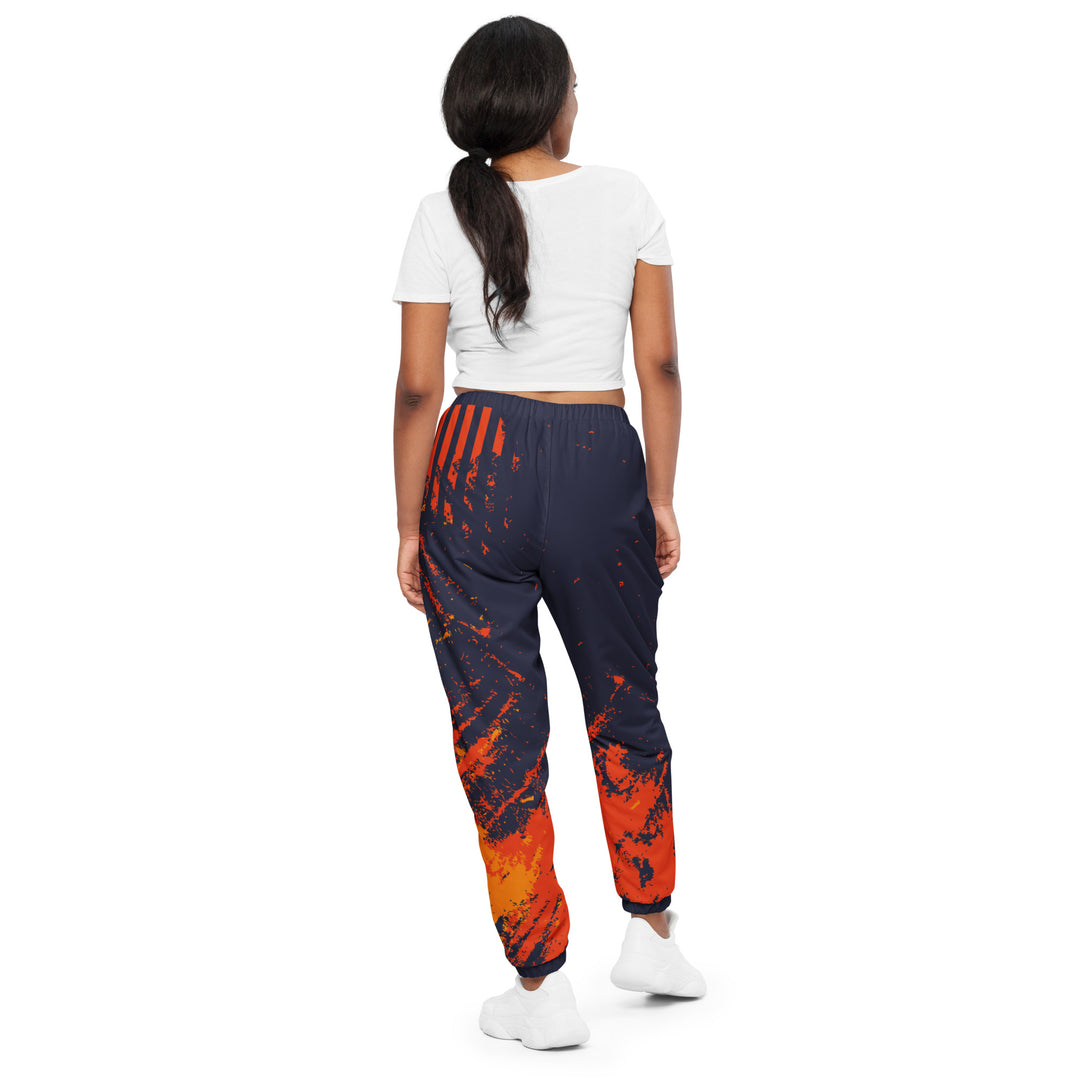 Unisex Track Pants - Grey-Orange Grunge