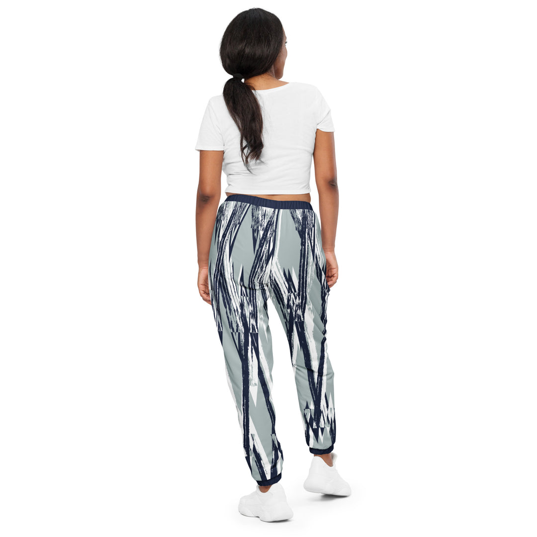 Unisex Track Pants - White-Blue Wire