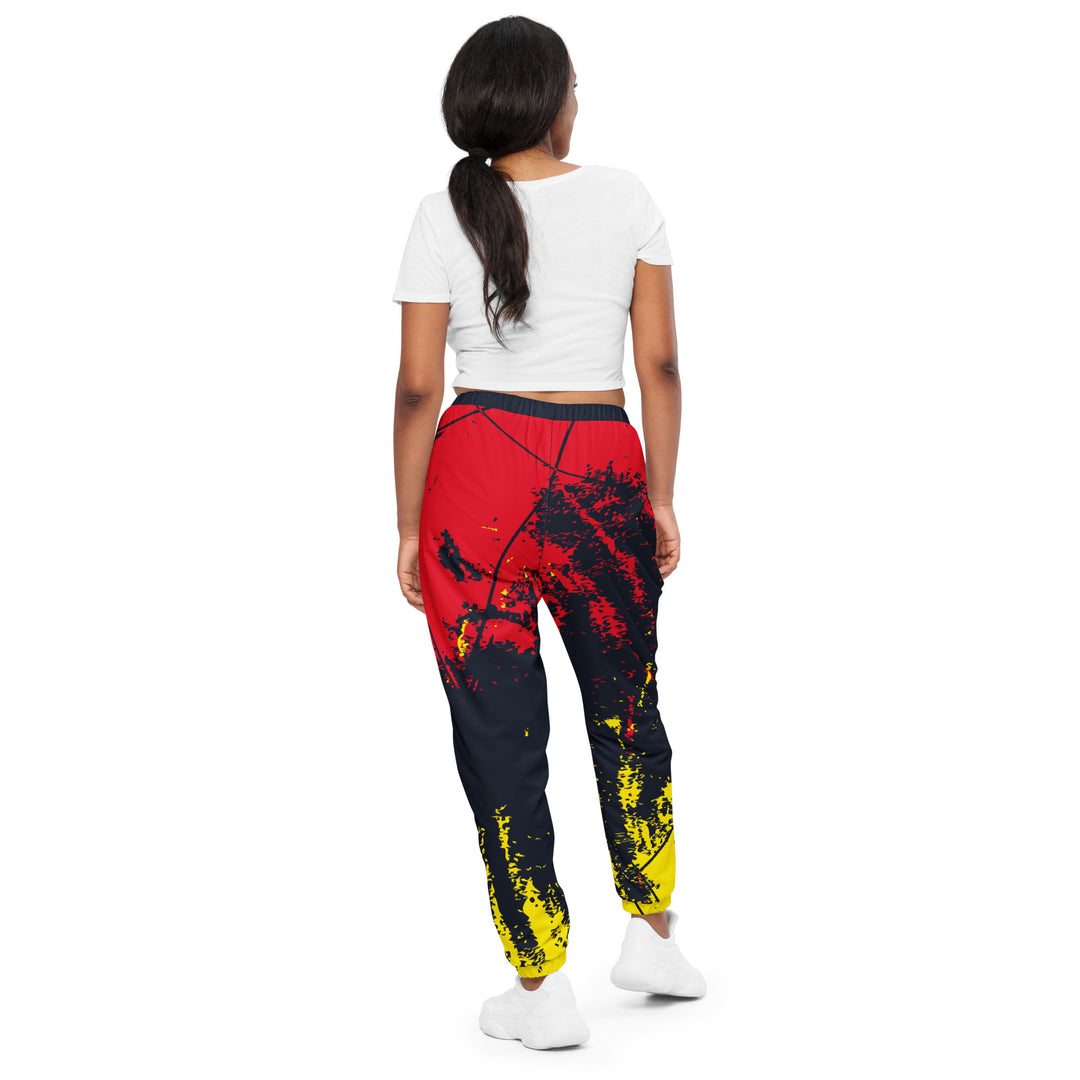 Unisex Track Pants - Black-Red Brush