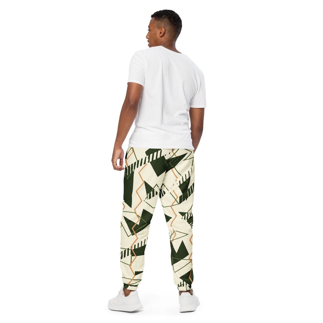 Unisex Track Pants - Beige-Green Fold