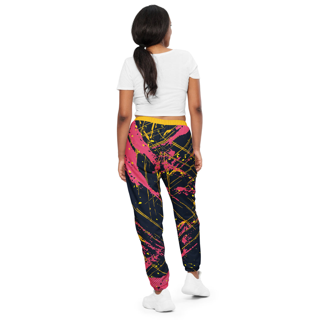 Unisex Track Pants - Black-Pink Space