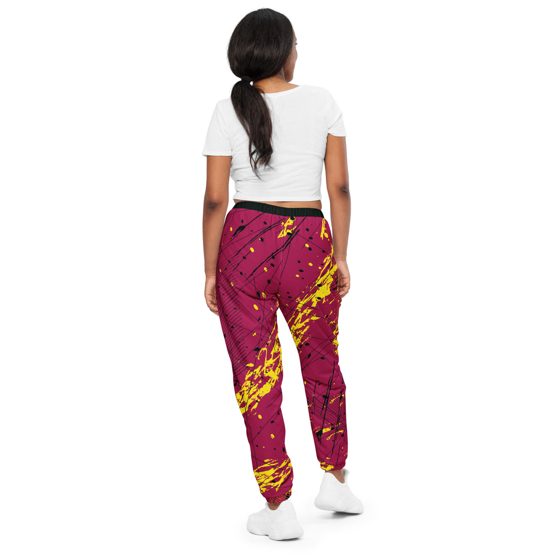 Unisex Track Pants - Red-Yellow Net