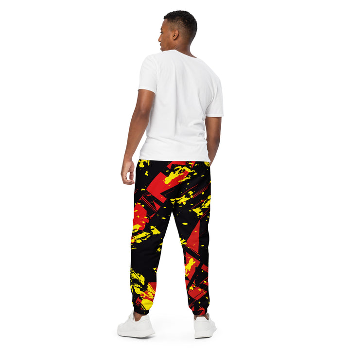 Unisex Track Pants - Black-Yellow Particle