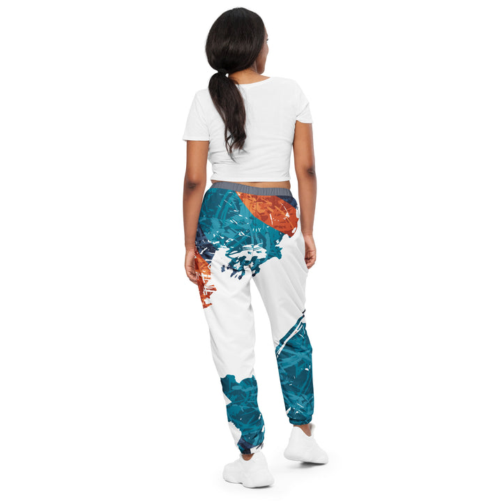 Unisex Track Pants - Turquoise-White Split