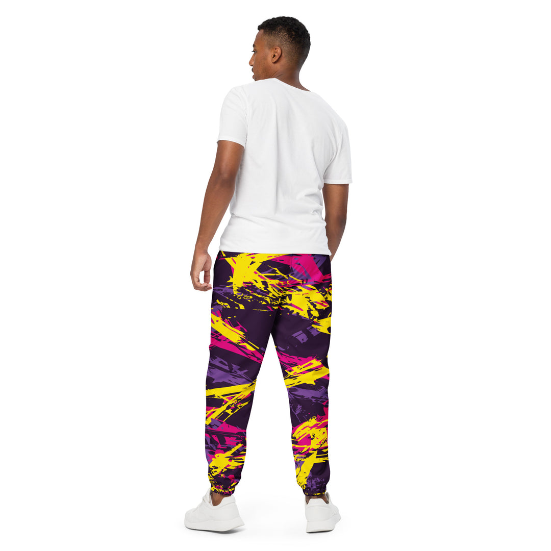 Unisex Track Pants - Purple-Yellow Script
