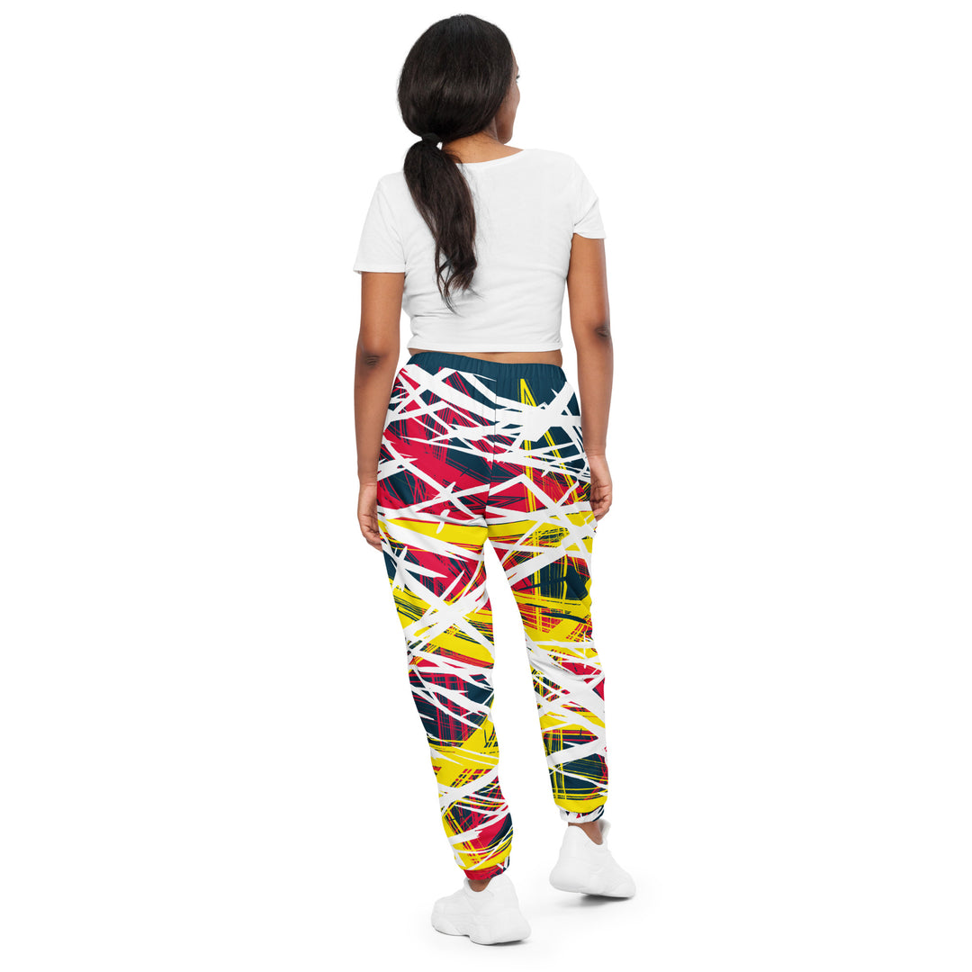 Unisex Track Pants - Yellow-Red Criss