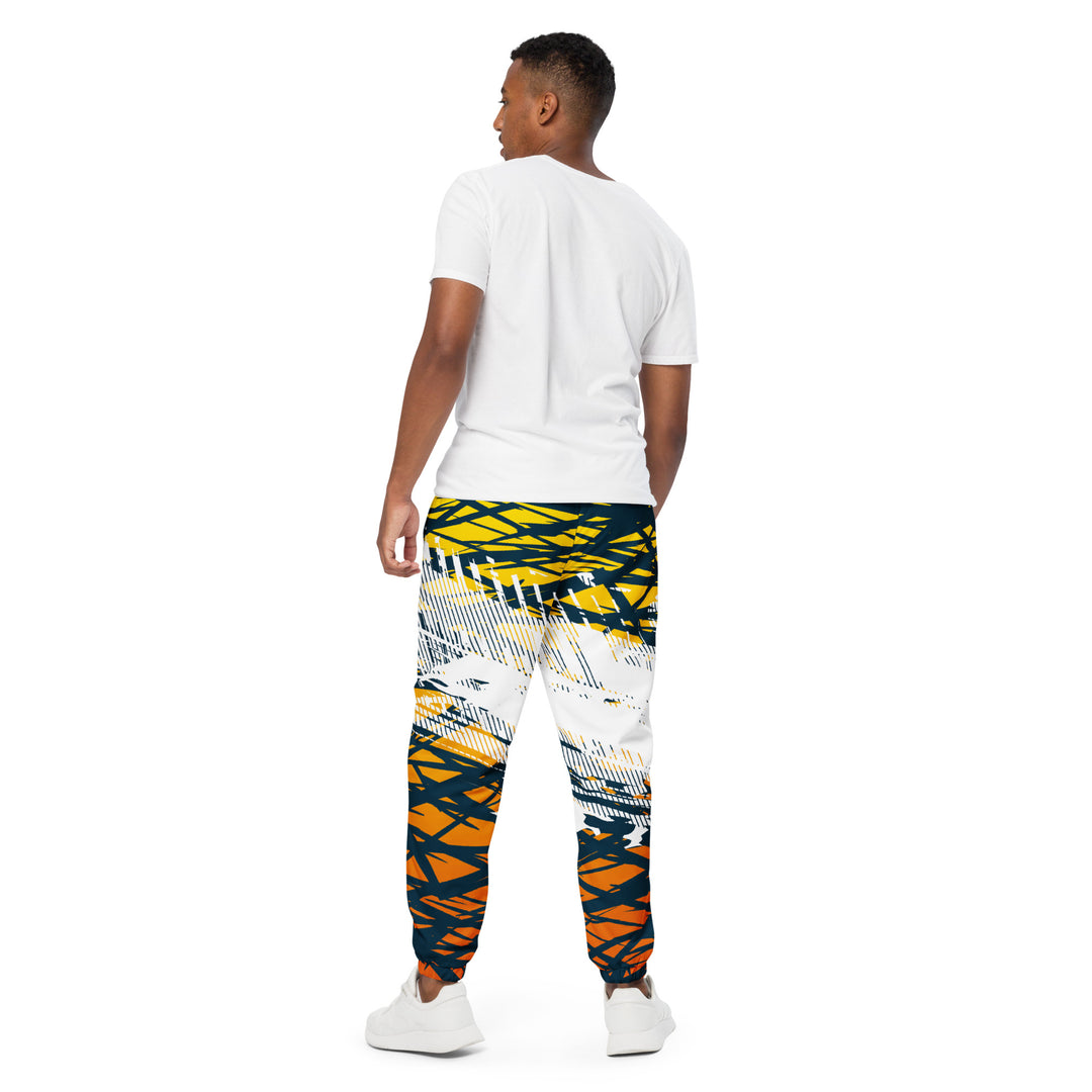 Unisex Track Pants - Orange-White Wire