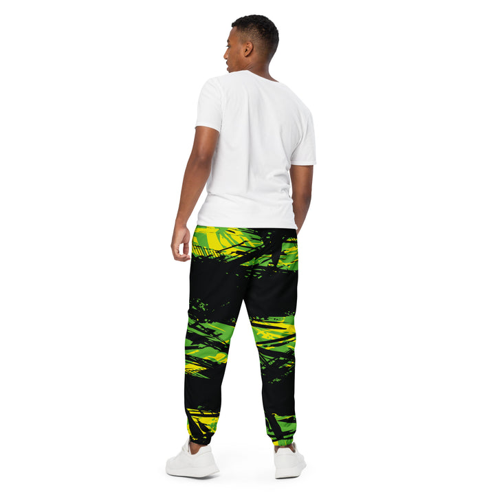 Unisex Track Pants - Black-Green Invade