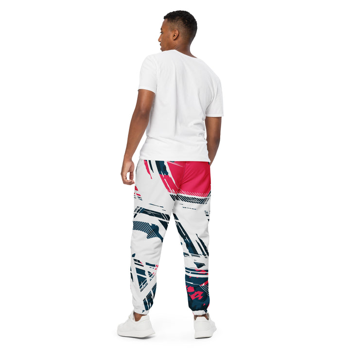 Unisex Track Pants - White-Blue Kick