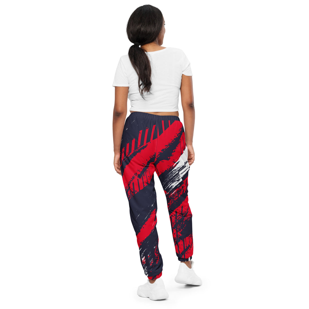 Unisex Track Pants - Grey-Red Rush