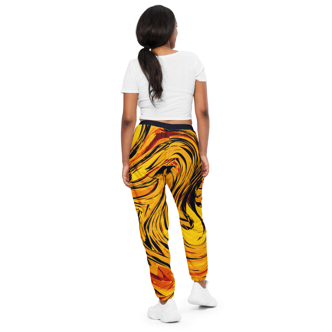 Unisex Track Pants - Orange-Black Lava