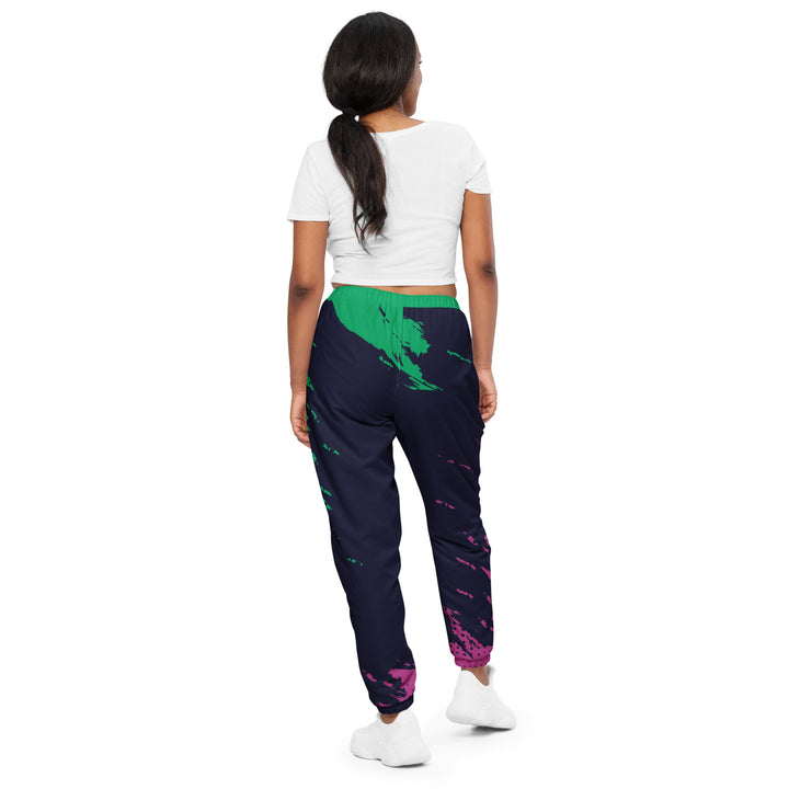 Unisex Track Pants - Black-Green Splash