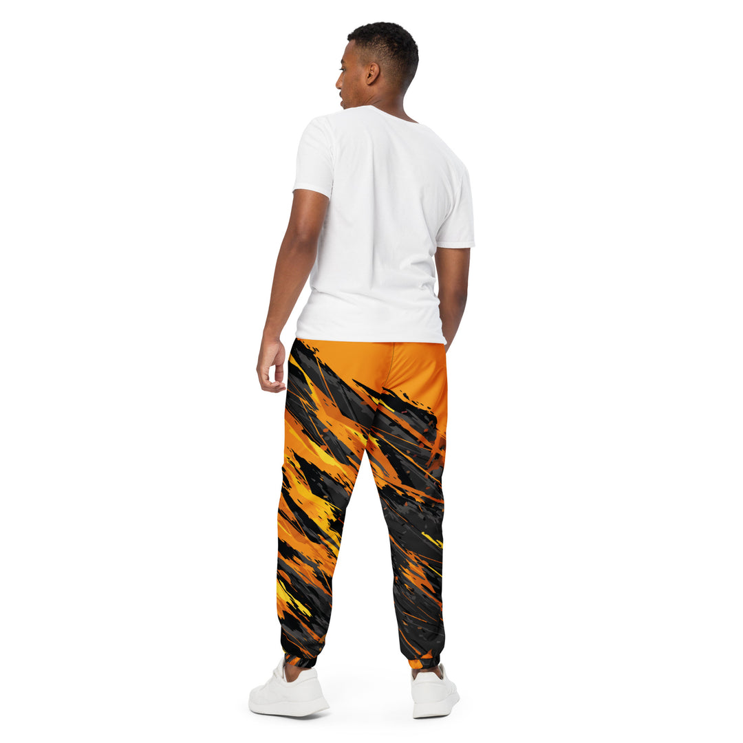 Unisex Track Pants - Black-Orange Scratch