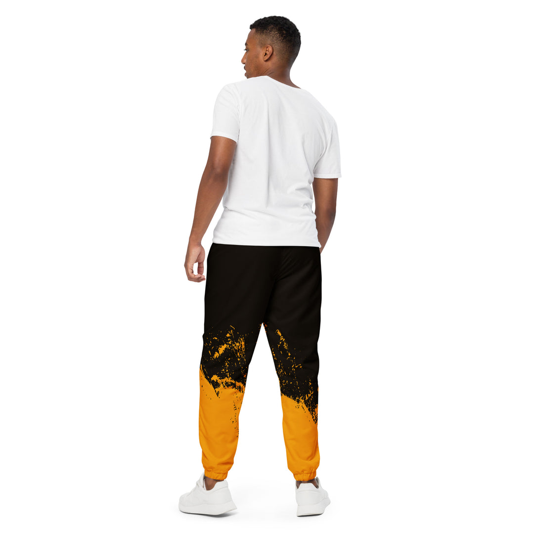 Unisex Track Pants - Black-Orange Grunge