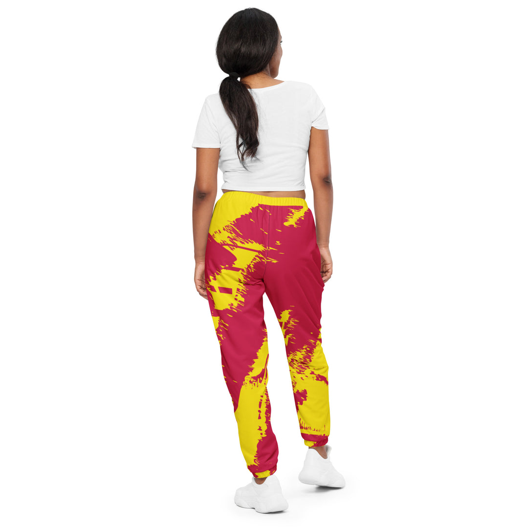 Unisex Track Pants - Yellow-Red Brush