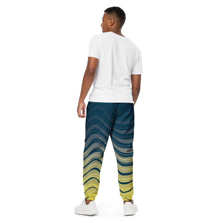 Unisex Track Pants - Yellow-Blue Wave