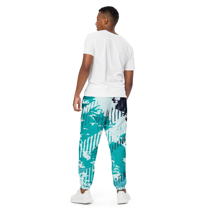 Unisex Track Pants - Turquoise-White Tracks