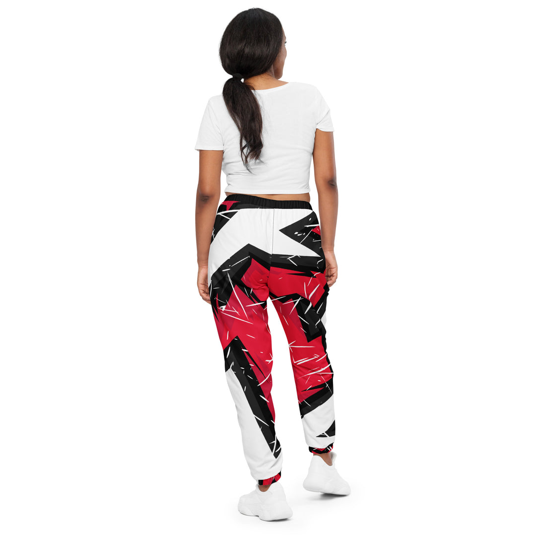 Unisex Track Pants - White-Red Sparks