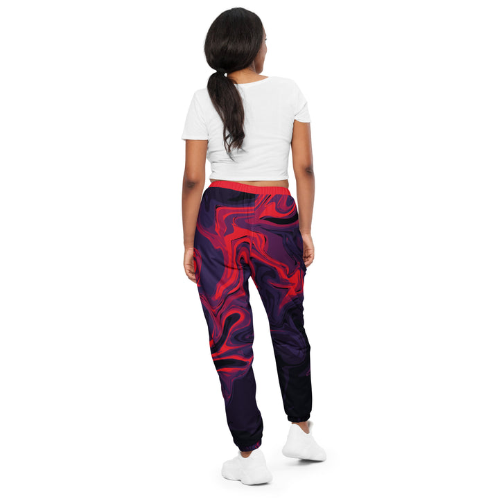 Unisex Track Pants - Black-Red Heat