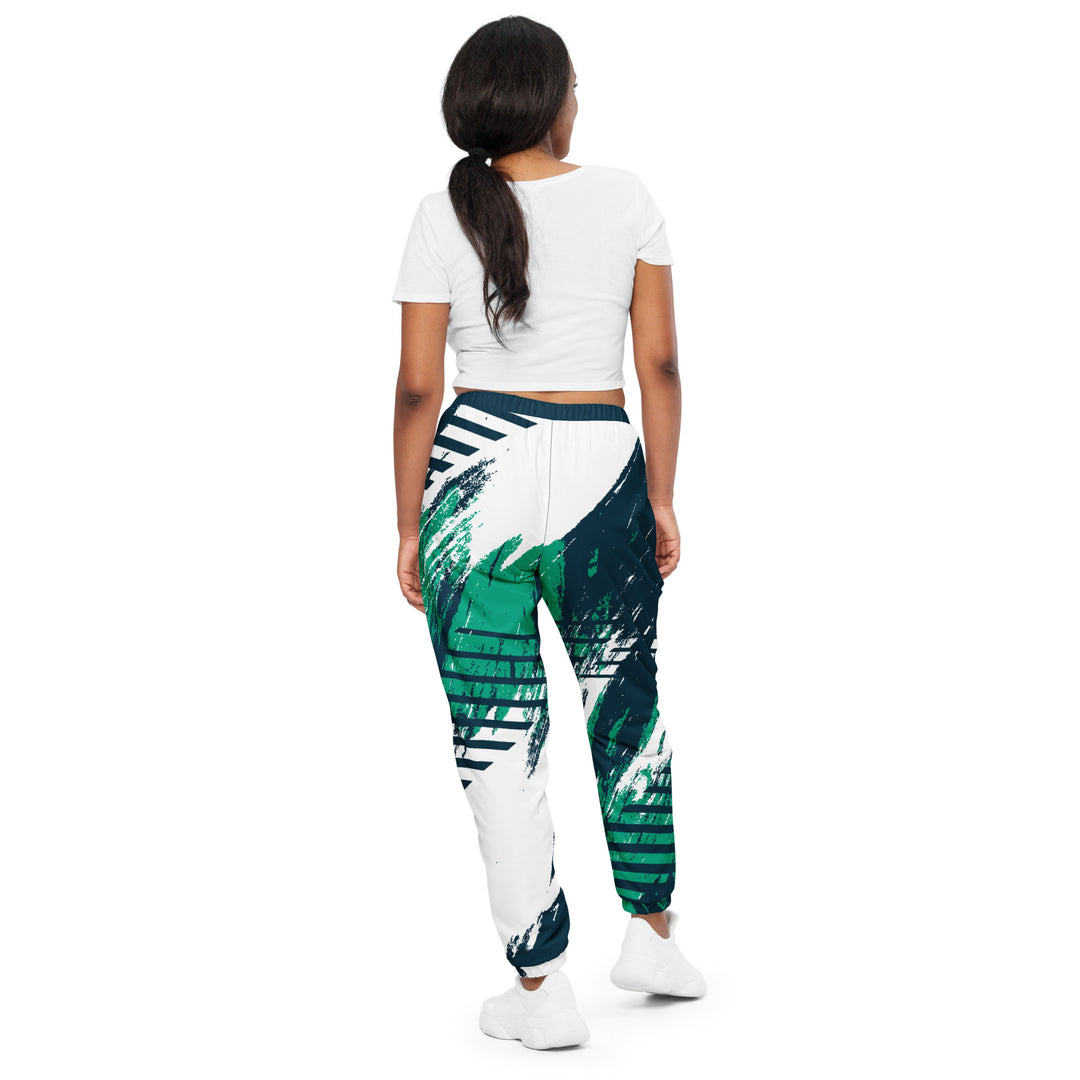 Unisex Track Pants - White-Green Path