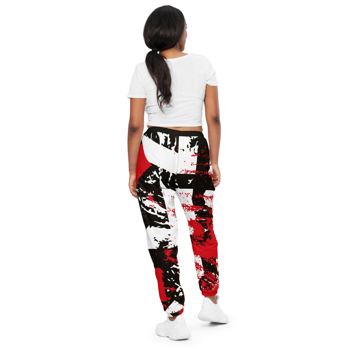 Unisex Track Pants - Black-Red Map