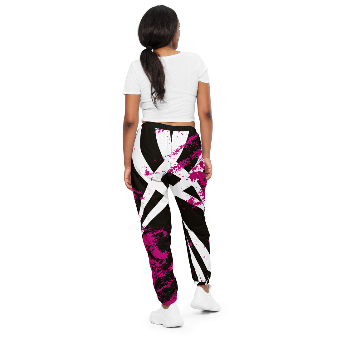 Unisex Track Pants - Black-Pink Tribal