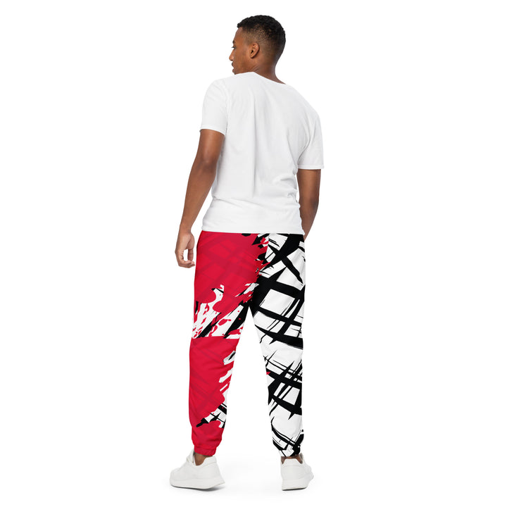 Unisex Track Pants - White-Red Overdraw