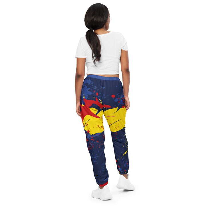 Unisex Track Pants - Blue-Yellow Splash