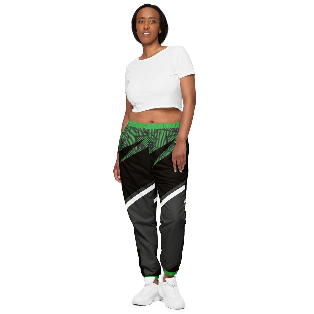 Unisex Track Pants - Black-Green Stripes