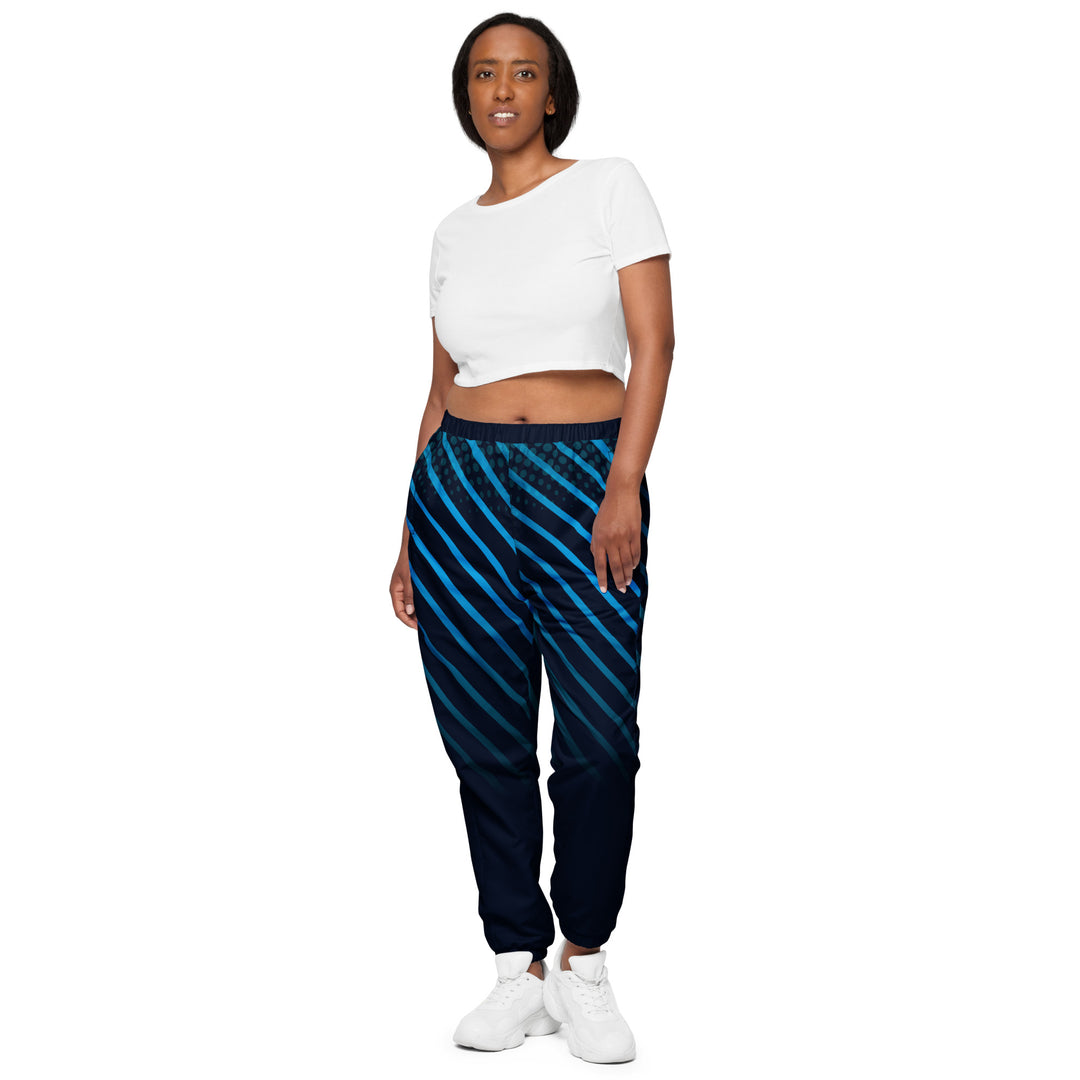 Unisex Track Pants - Black-Blue Stripes