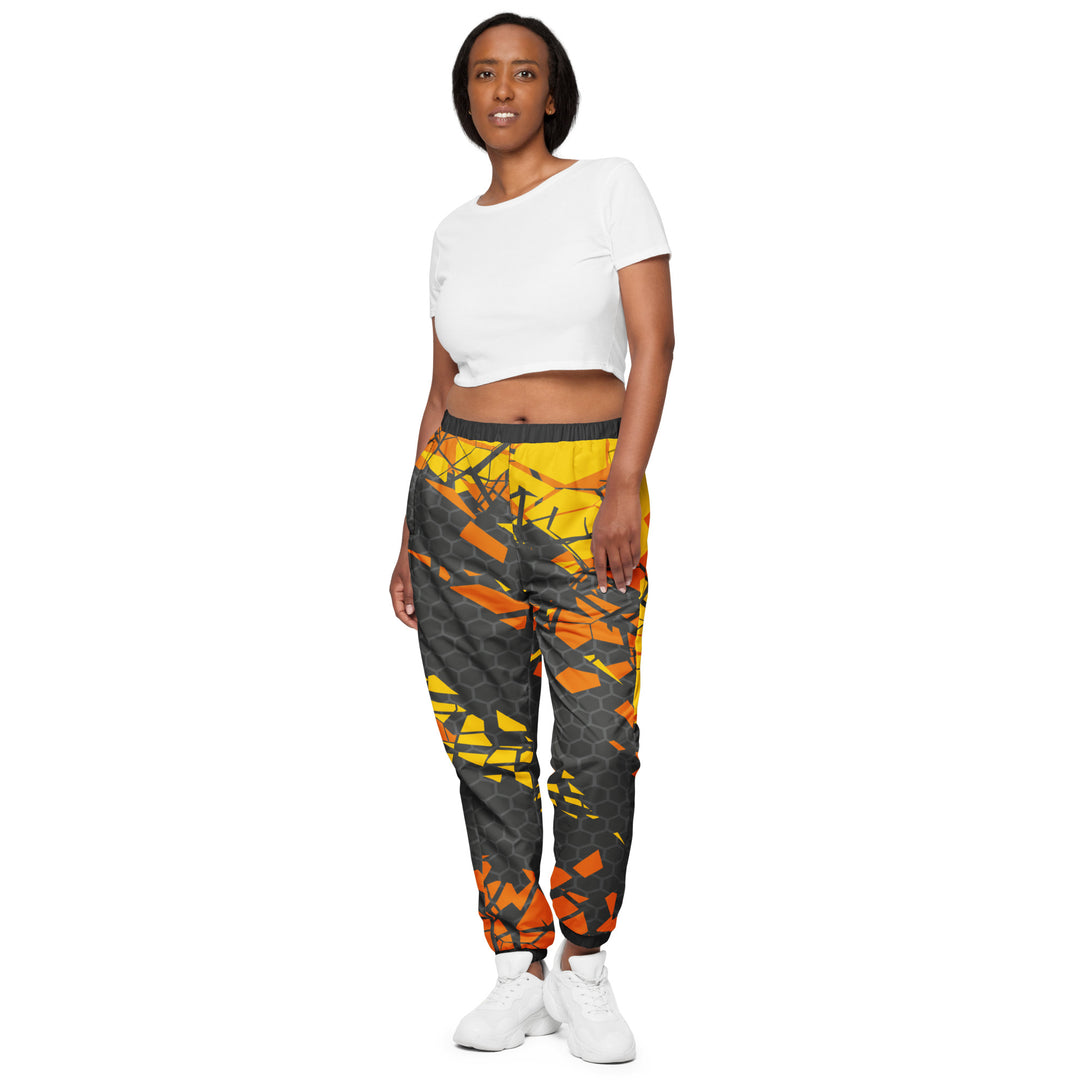 Unisex Track Pants - Orange-Grey Comb