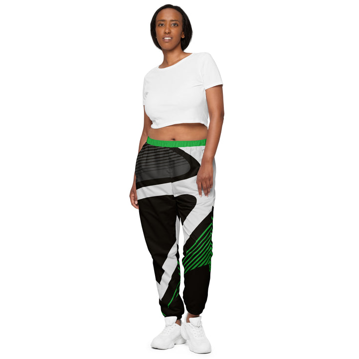 Unisex Track Pants - Black-Green Arc