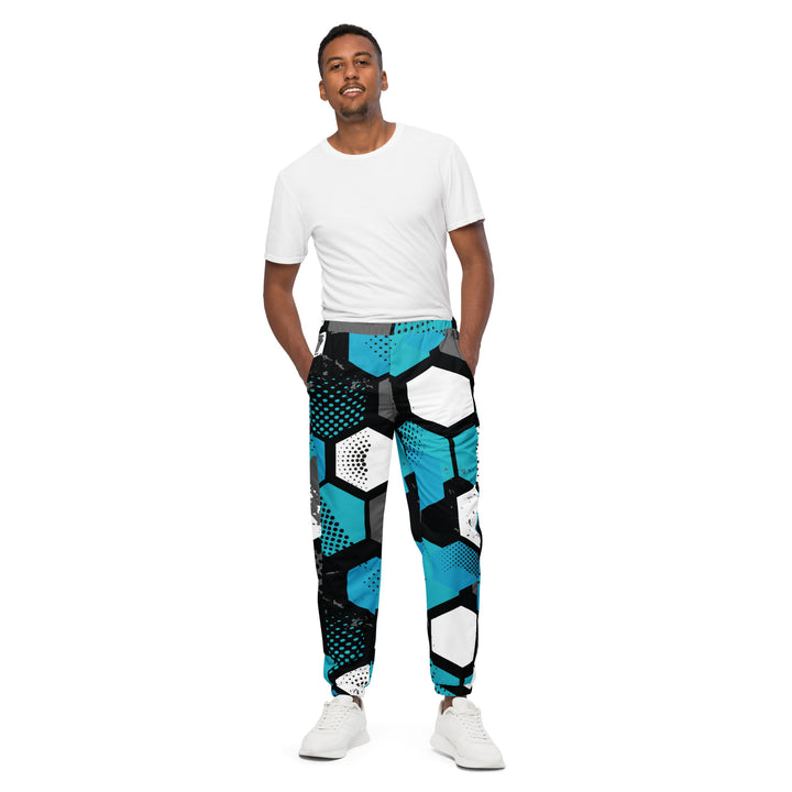 Unisex Track Pants - Blue-Grey Hexagon