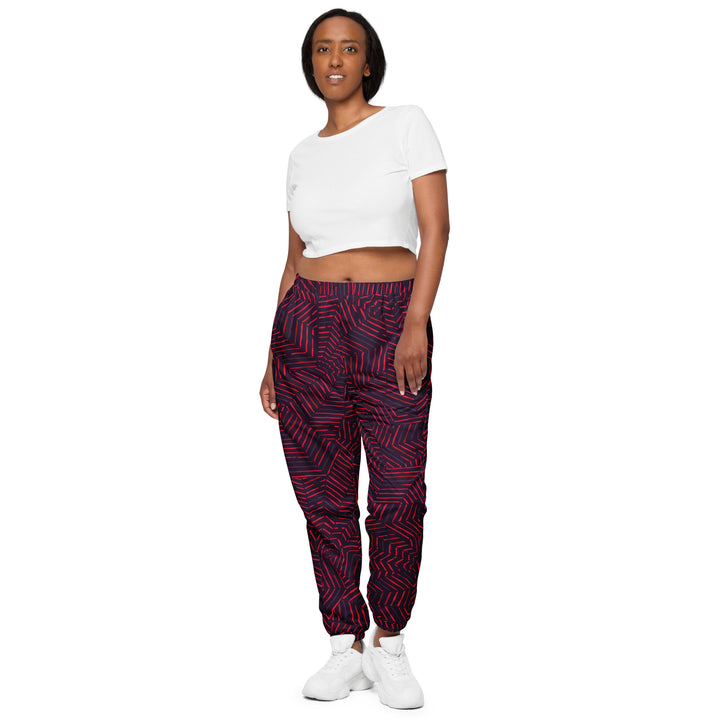 Unisex Track Pants - Red-Black Illusion