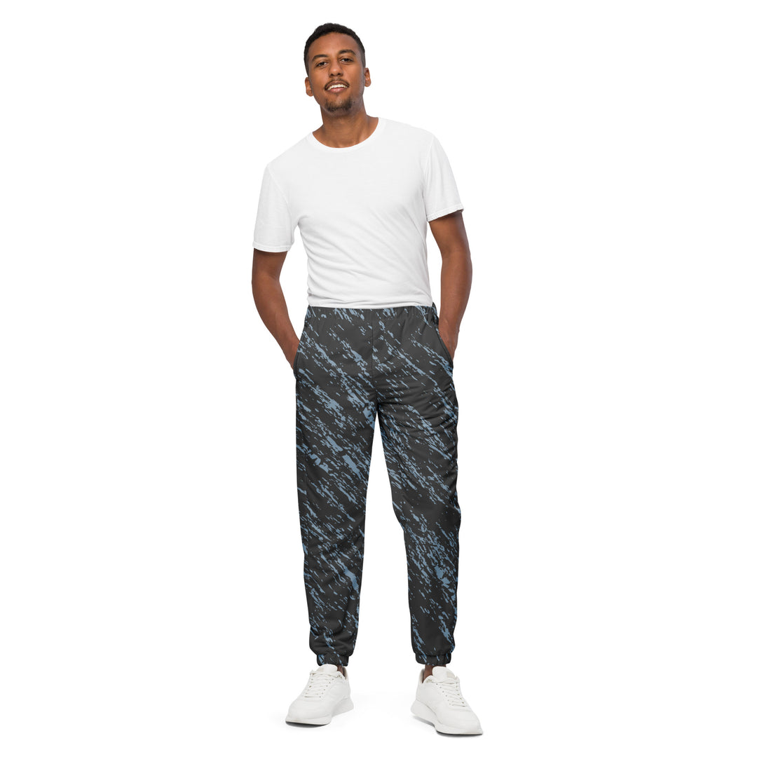 Unisex Track Pants - Black-Blue Grunge