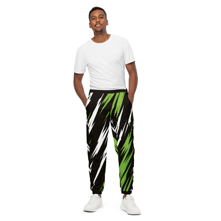 Unisex Track Pants - Black-Green Lightning