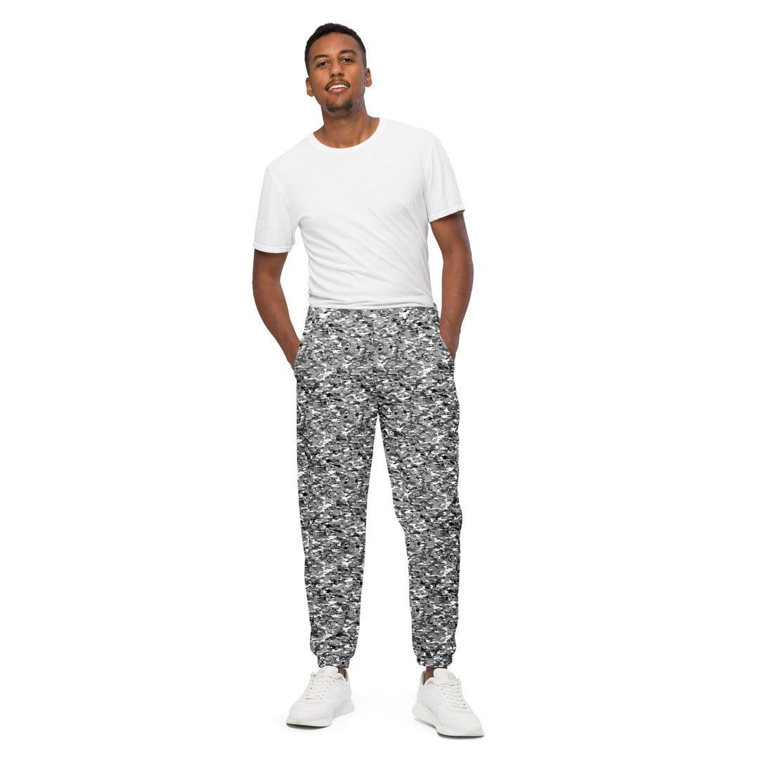 Unisex Track Pants - Grey-White Camouflage